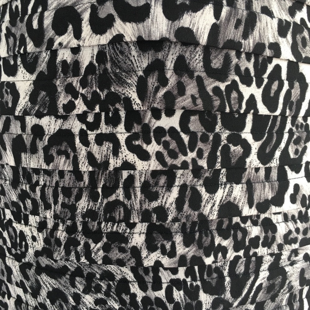 Cache Leopard Print Rouched Textured Halter Dress - image 2